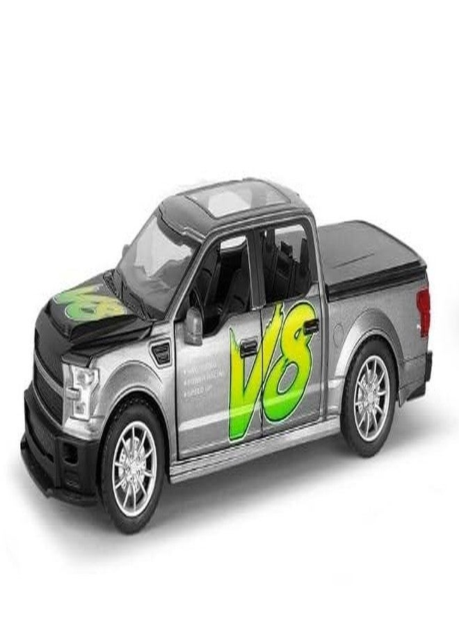 PANSHUB شاحنة بانشوب F150 بلاك رابتور بيك أب، لعبة للأولاد، نموذج معدني مصبوب مع أضواء وأصوات، لعبة سيارة تعمل بالسحب للخلف للأطفال من عمر 3 سنوات فما فوق (سيارة رابتور بمقياس 1:24 - أسود) - Image 1